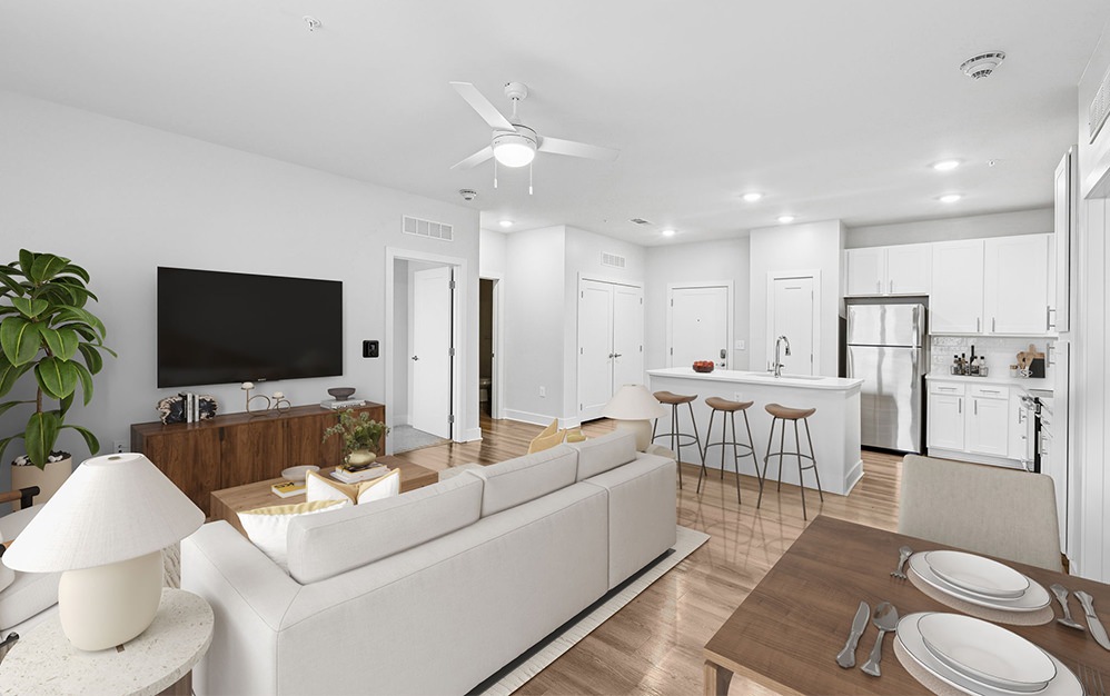 living room with couch and tv