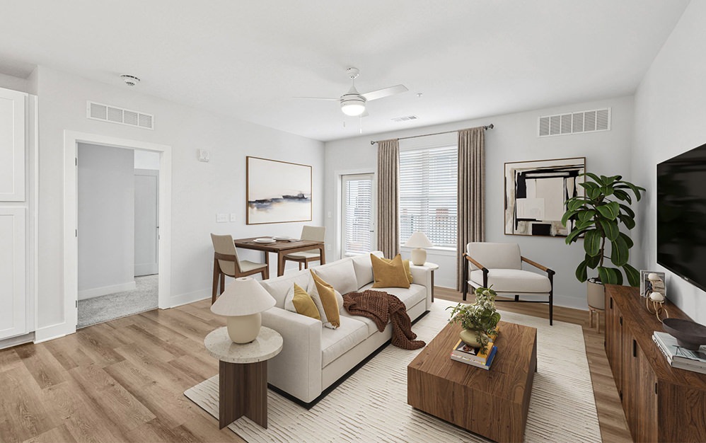 living room with table and chairs