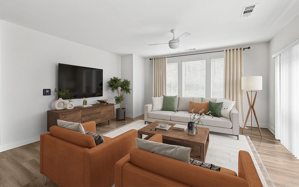 living room with couch and tv