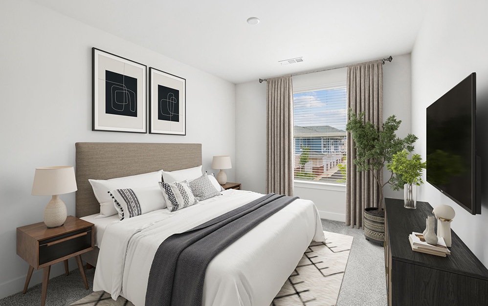 bedroom with bed and large window