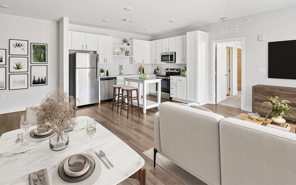 open living with kitchen and living area