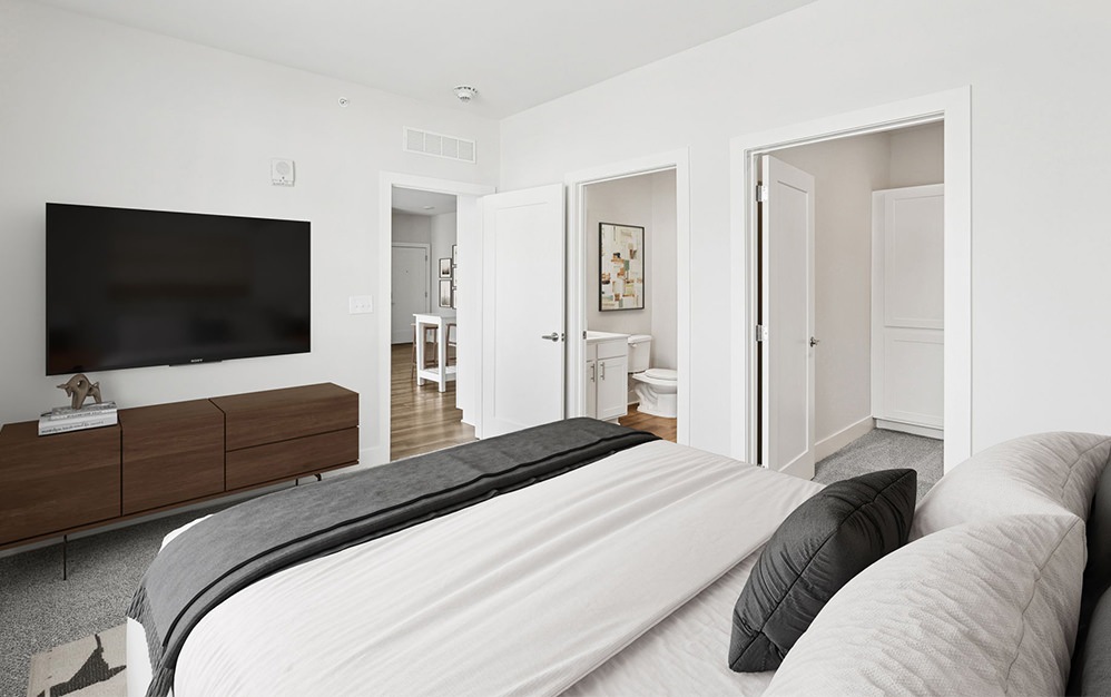 bedroom with bed and tv