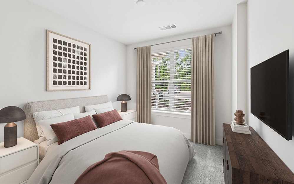 bedroom with bed and large window